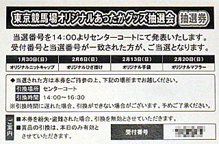 東京競馬場オリジナルあったかグッズ抽選会