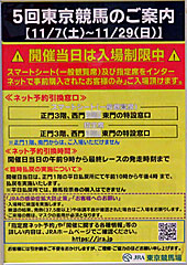 東京競馬開催当日は入場制限中