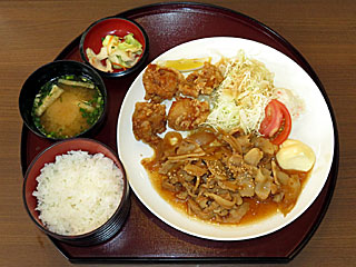 豚生姜焼定食＆鶏唐揚げ〔ニユートーキヨー〕