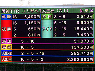 エリザベス女王杯払戻金