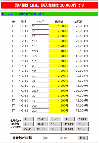 カメツル（馬券買い目計算ツール）