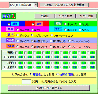 とむつる 馬券買い目計算ツール 東京競馬場どっとこむ